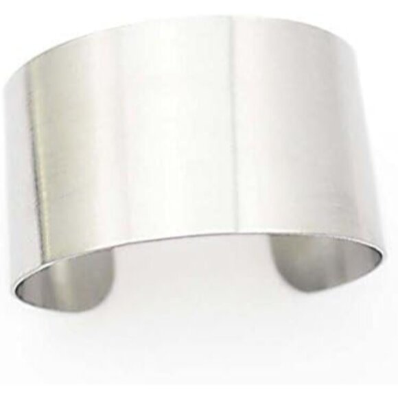 Silver Stainless Steel Wide Cuff Bangle for Women Punk Bracelet Adjustable - Picture 4 of 7